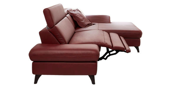 ECKSOFA Bordeaux Echtleder  - Bordeaux/Schwarz, Design, Leder/Metall (316/184cm) - Cantus
