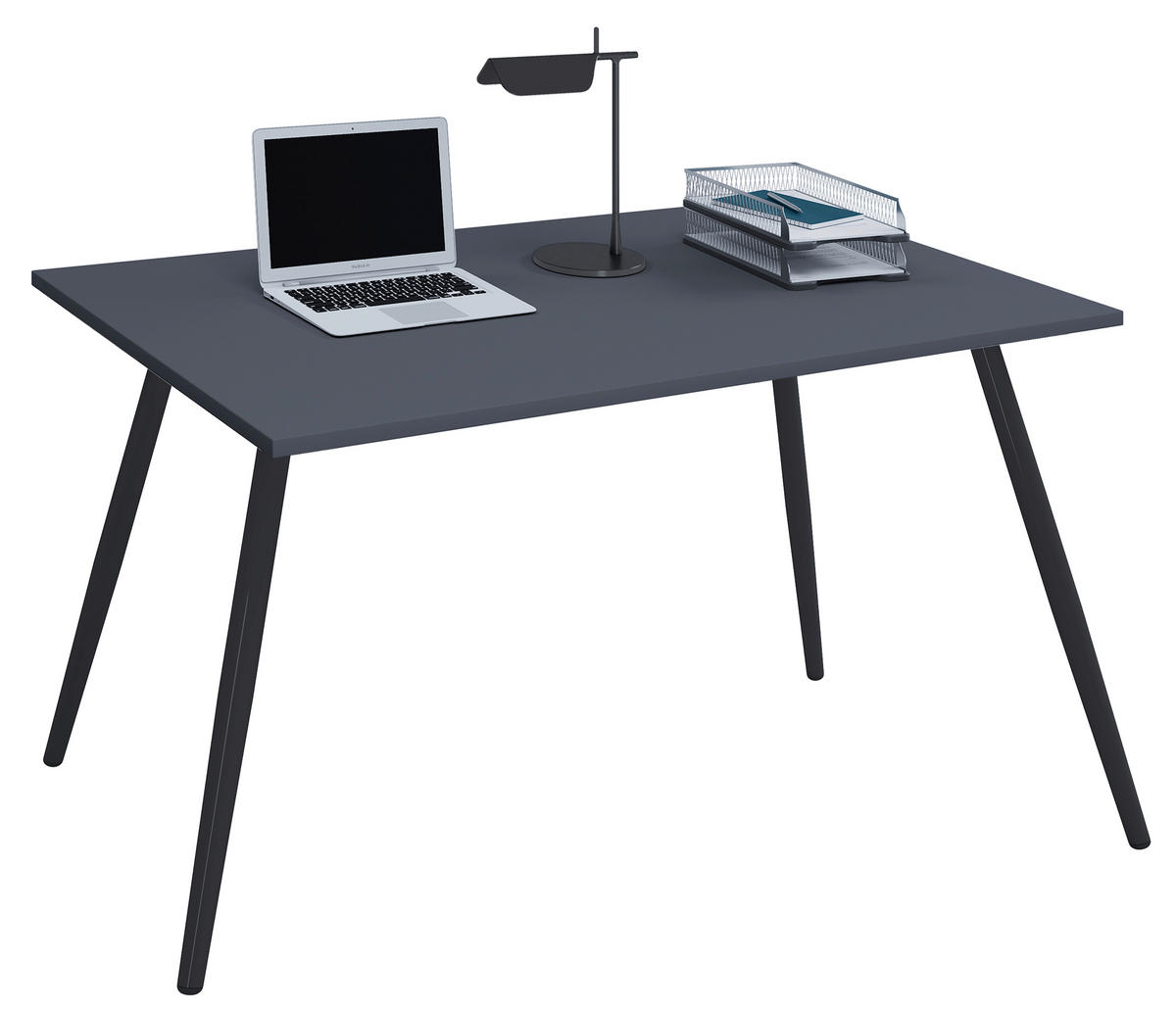 SCHREIBTISCH 138/50/70 cm  in Anthrazit, Schwarz  - Anthrazit/Schwarz, Modern, Holzwerkstoff/Metall (138/50/70cm) - MID.YOU