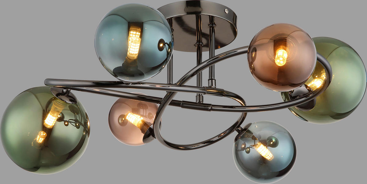 DECKENLEUCHTE 65/25 cm   - Grau, Design, Glas/Metall (65/25cm) - Collet's Monde