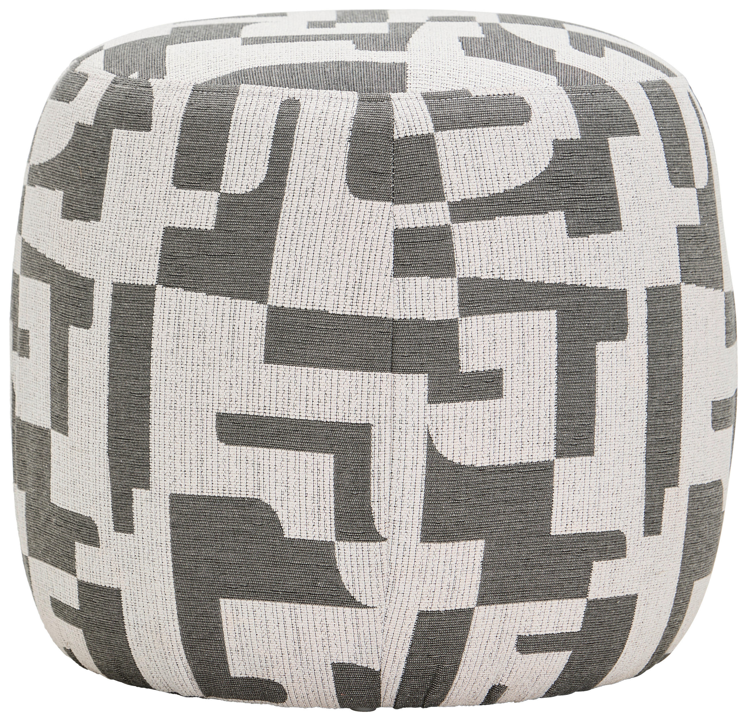 POUF Jacquard Abstraktes Creme, Schwarz 46/40/46 cm  - Creme/Schwarz, Trend, Textil (46/40/46cm) - MID.YOU