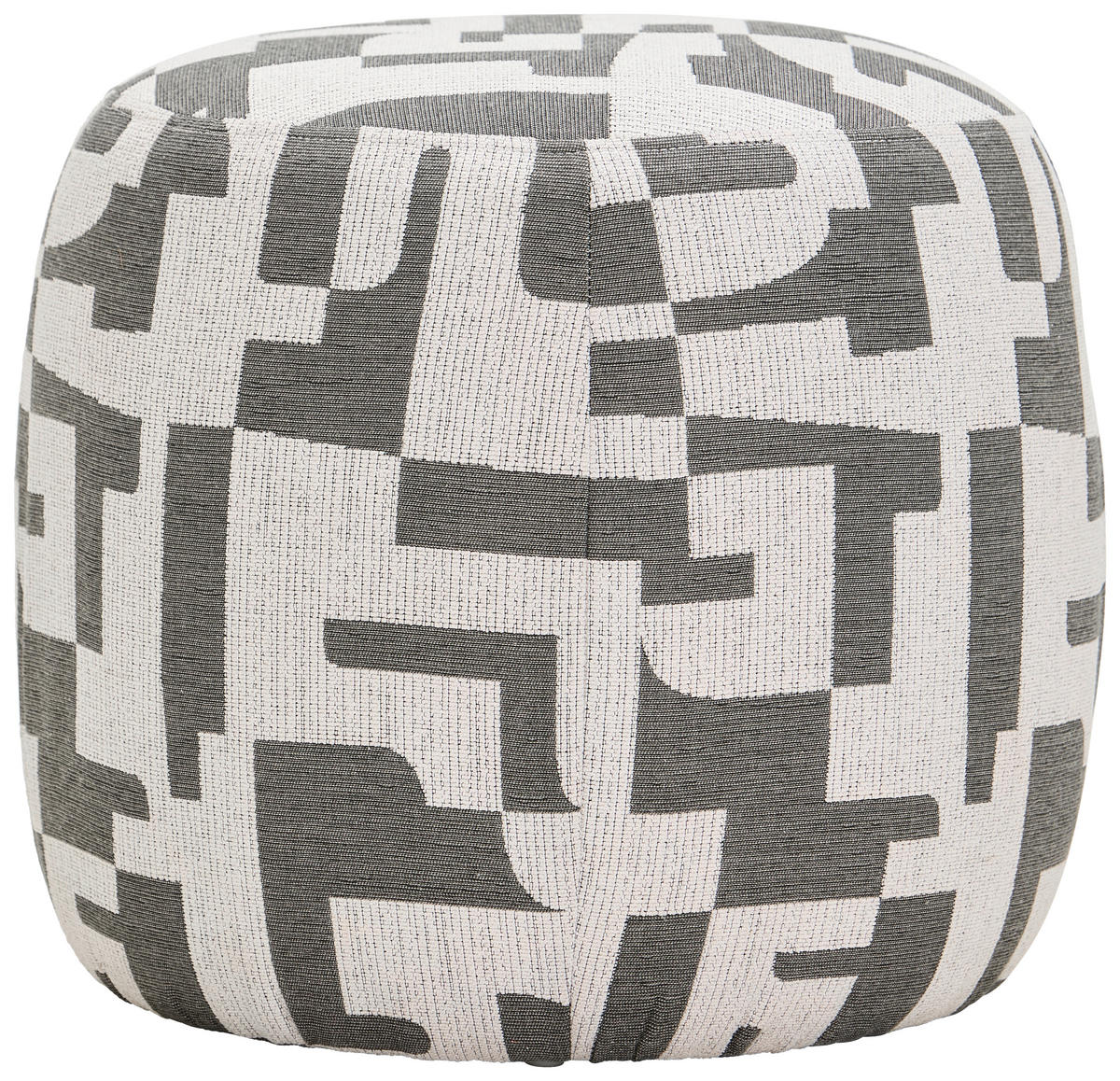 POUF Jacquard Abstraktes Schwarz, Creme 46/40/46 cm  - Creme/Schwarz, Trend, Textil (46/40/46cm) - MID.YOU