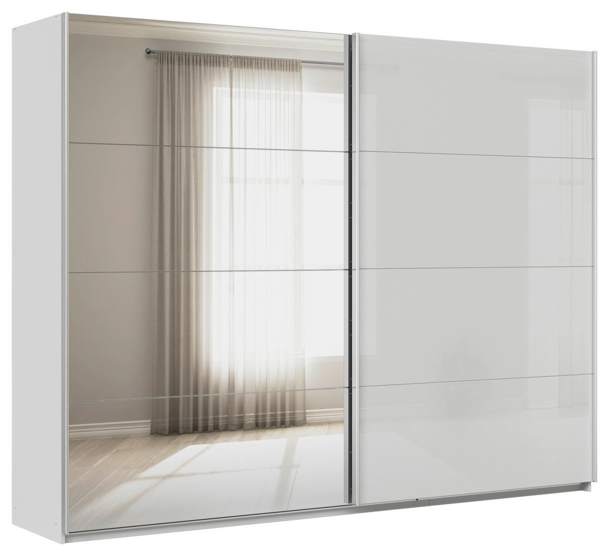 SCHWEBETÜRENSCHRANK  in Seidengrau  - Seidengrau/Alufarben, KONVENTIONELL, Glas/Holzwerkstoff (271/210/62cm) - Xora