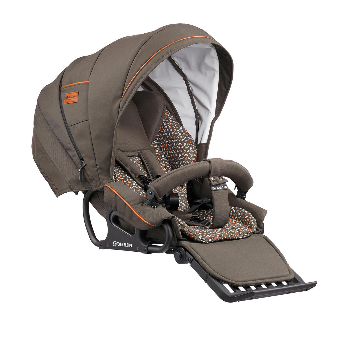 KINDERWAGENSET FX4 Classic  - Cognac/Schwarz, Basics, Leder/Textil (57/129/100cm) - Gesslein