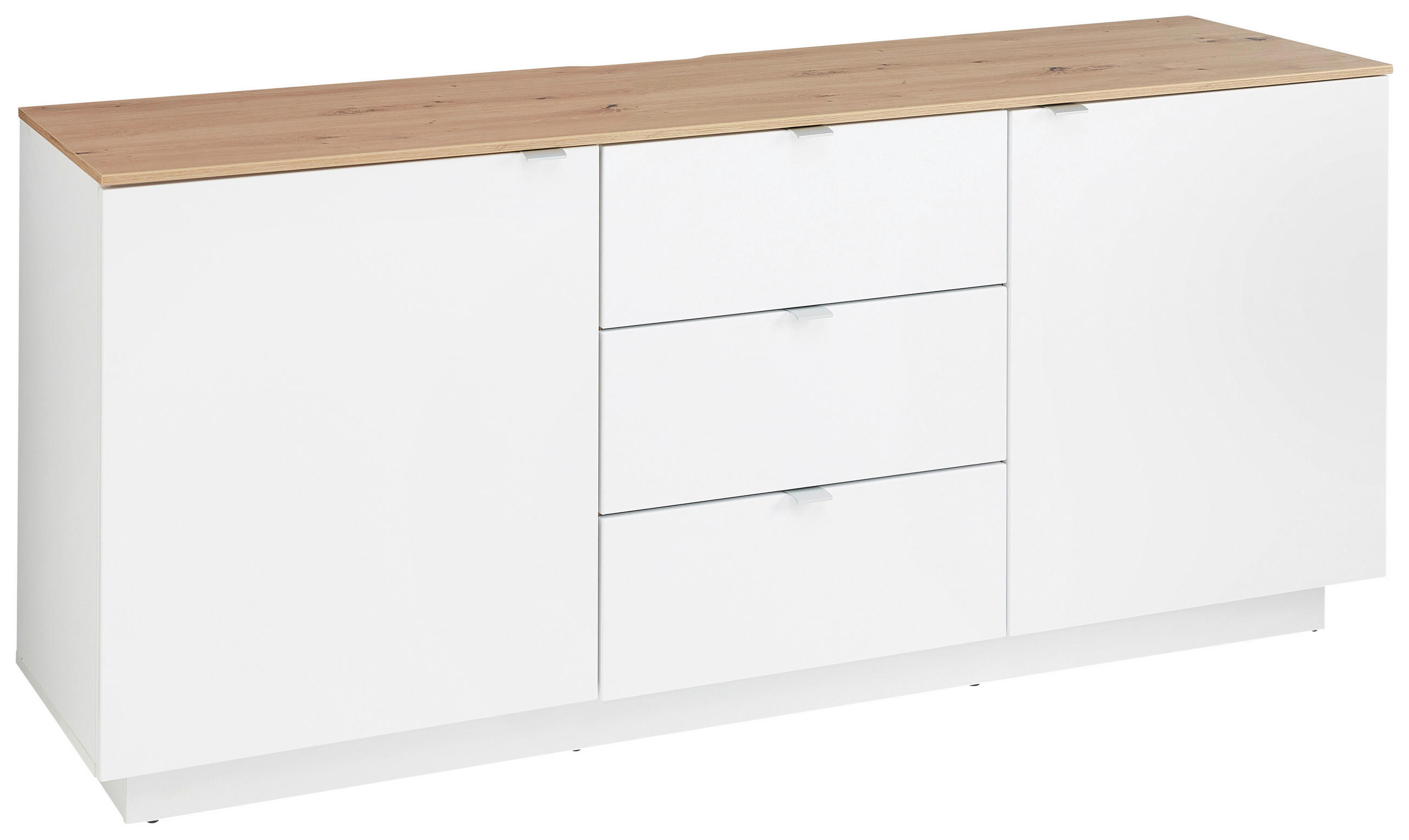 LOWBOARD Lahore  in 180/77/44 cm  - Silberfarben/Weiß, Design, Holzwerkstoff/Metall (180/77/44cm) - MID.YOU