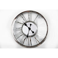 NÁSTĚNNÉ HODINY barvy stříbra, průhledné 45 cm - barvy stříbra/průhledné, Basics, plast/sklo (45cm)