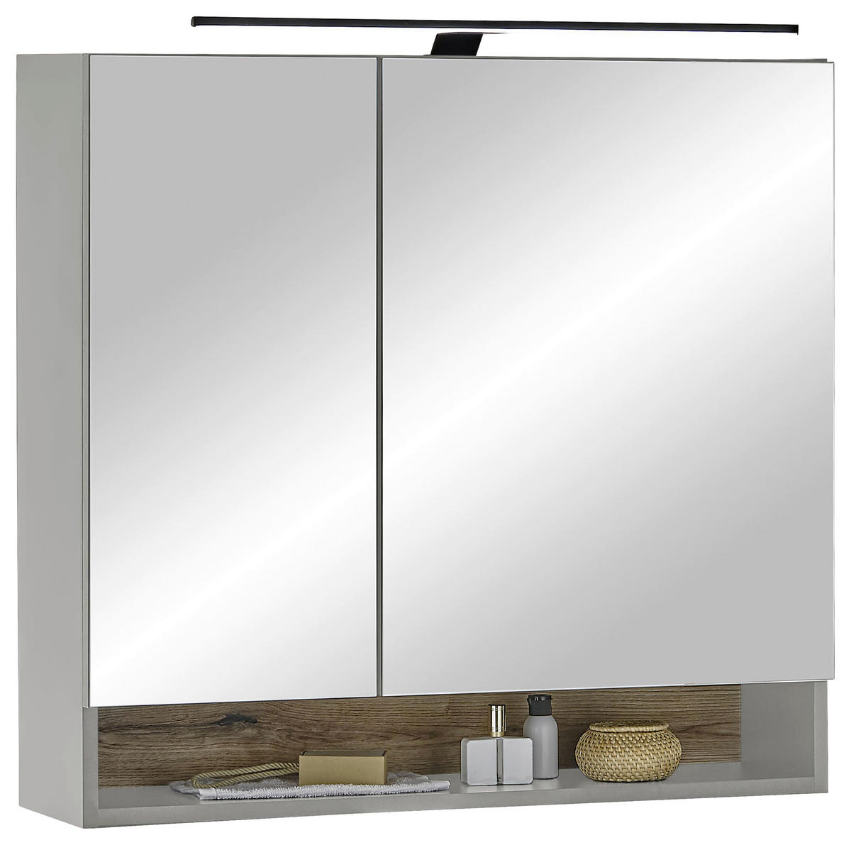 TÜKRÖS SZEKRÉNY 80/75/22 cm  - szürke, Konventionell, faalapú anyag/Üveg (80/75/22cm) - home24
