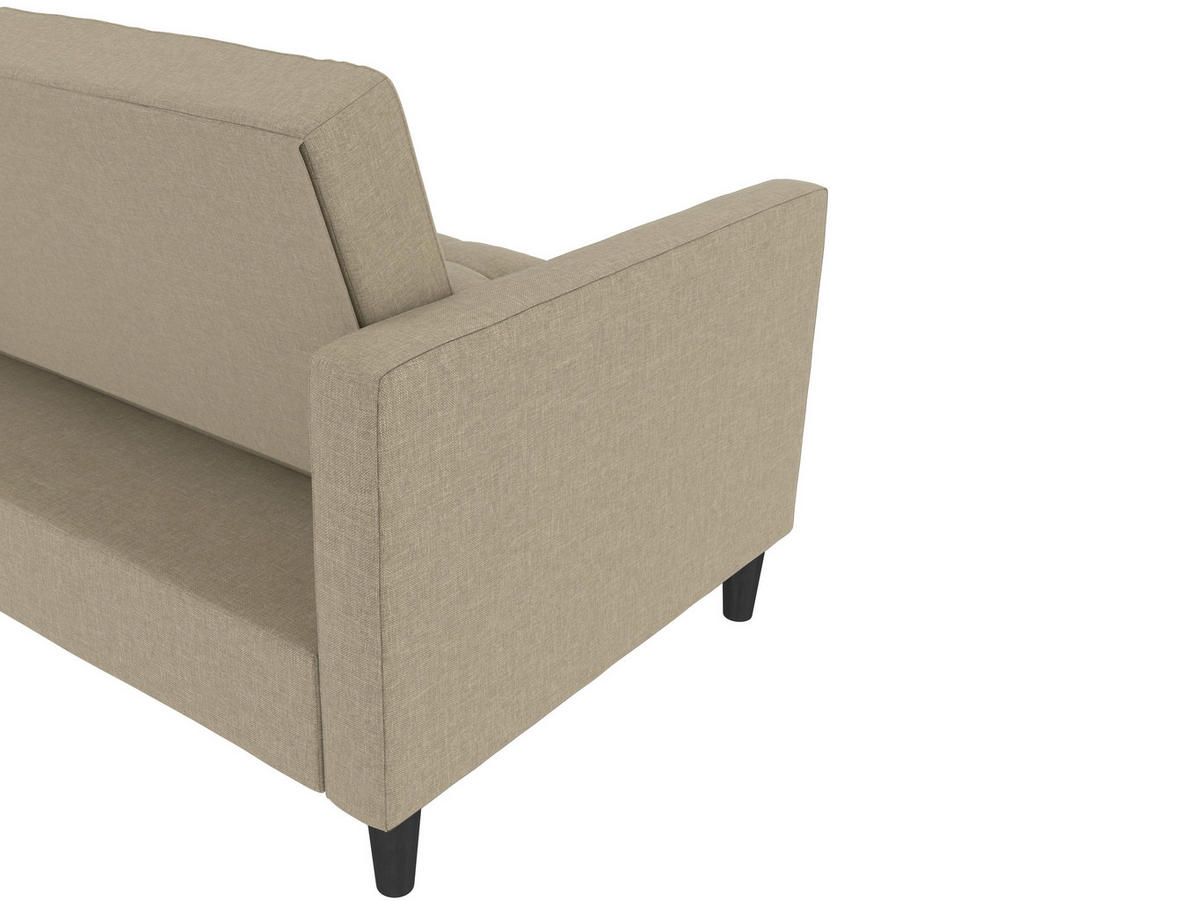 ECKSOFA PALERMO Cappuccino Webstoff, Leinenoptik Schlaffunktion, Stauraum  - Schwarz/Cappuccino, Basics, Kunststoff/Textil (213/154cm) - Livetastic
