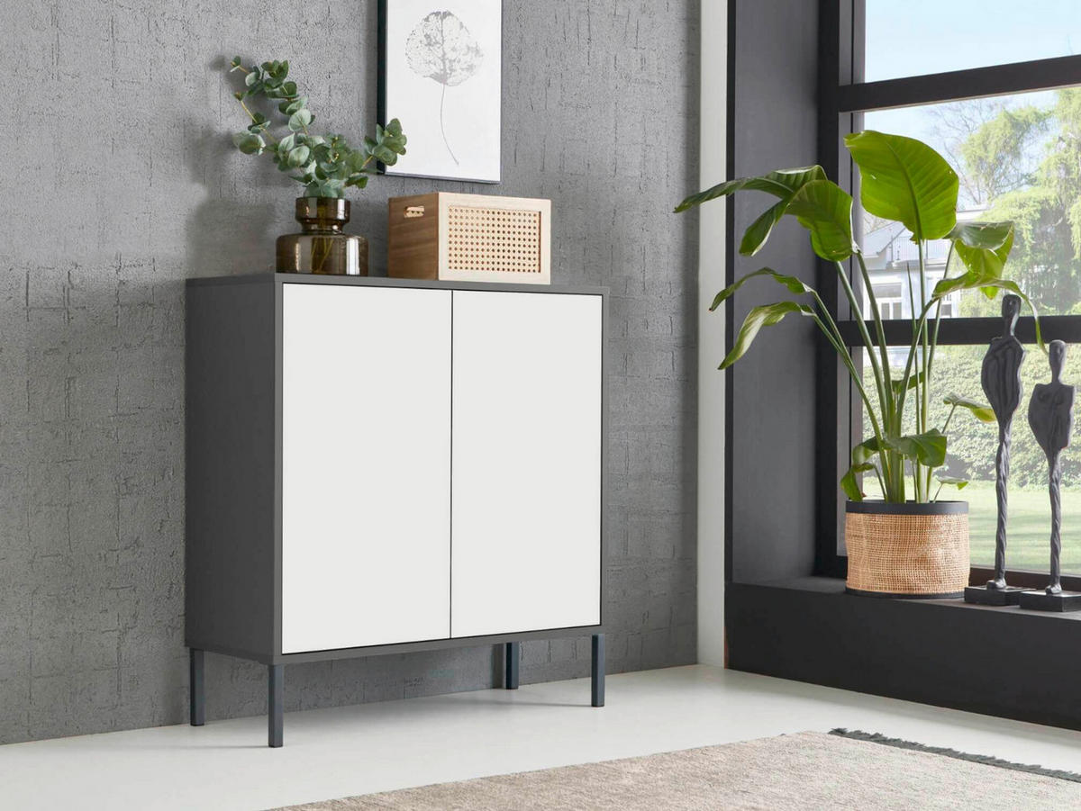 SIDEBOARD  in 184,5/86/33 cm  - Anthrazit/Weiß, MODERN, Holzwerkstoff/Metall (184,5/86/33cm) - MID.YOU