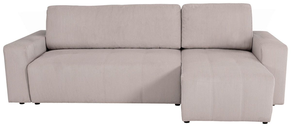 ECKSCHLAFSOFA  mit Cord Hellbraun  - Hellbraun/Schwarz, KONVENTIONELL, Textil (248/146cm) - Xora