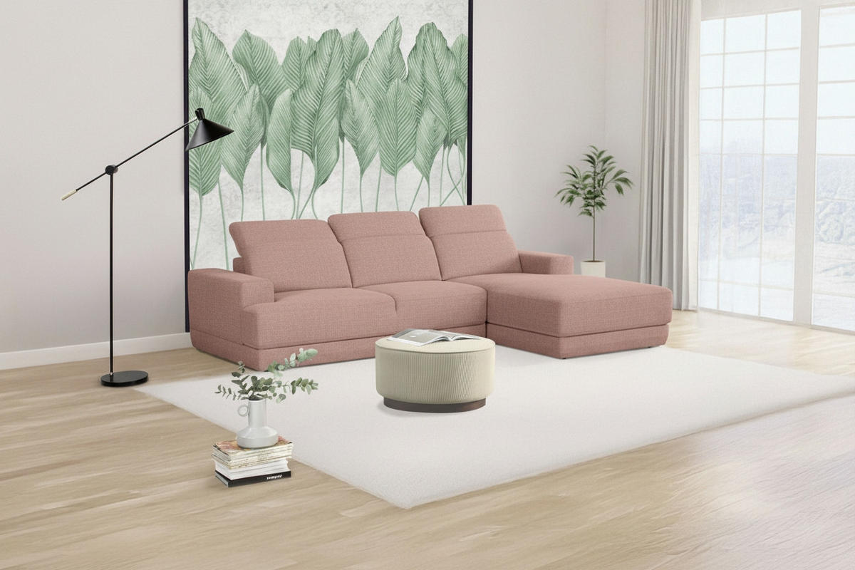 ECKSOFA  in Webstoff Rosa  204/293 cm  - Schwarz/Rosa, Design, Kunststoff/Textil (204/293cm) - MID.YOU