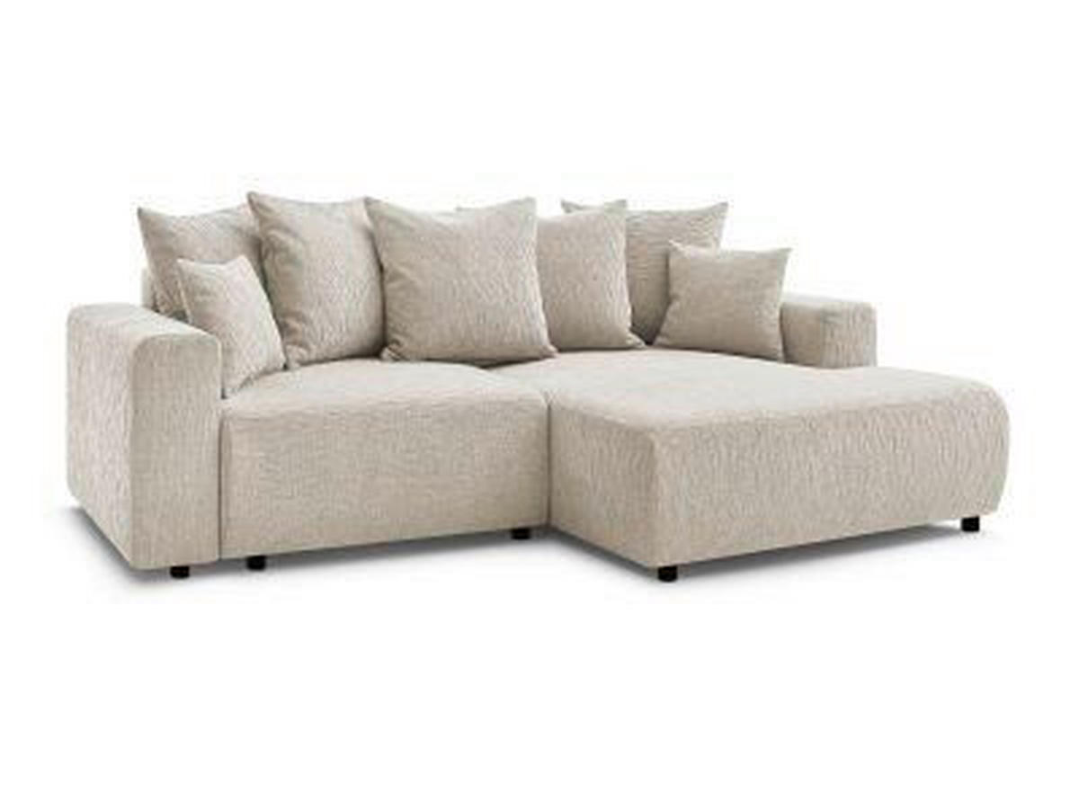 ECKSOFA Ottomane rechts  ATILLA Beige Struktur  - Beige/Schwarz, MODERN, Kunststoff/Textil (244/149cm)