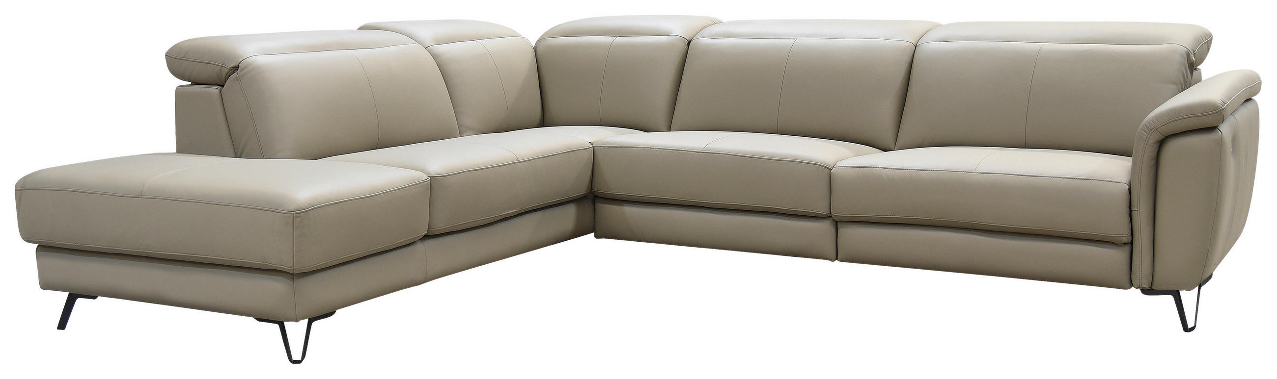 ECKSOFA in Echtleder Schlammfarben  240/303 cm  - Schlammfarben/Schwarz, MODERN, Leder/Holz (240/303cm) - Livetastic