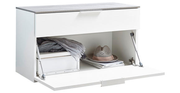 GARDEROBENBANK Galaverna in 90/50/35 cm - Weiß/Grau, Design (90/50/35cm) - Carryhome