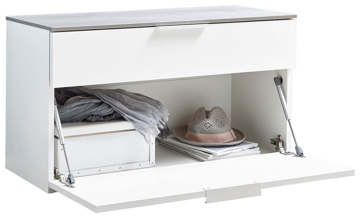 GARDEROBENBANK Galaverna  in 90/50/35 cm  - Weiß/Grau, Design (90/50/35cm) - Carryhome