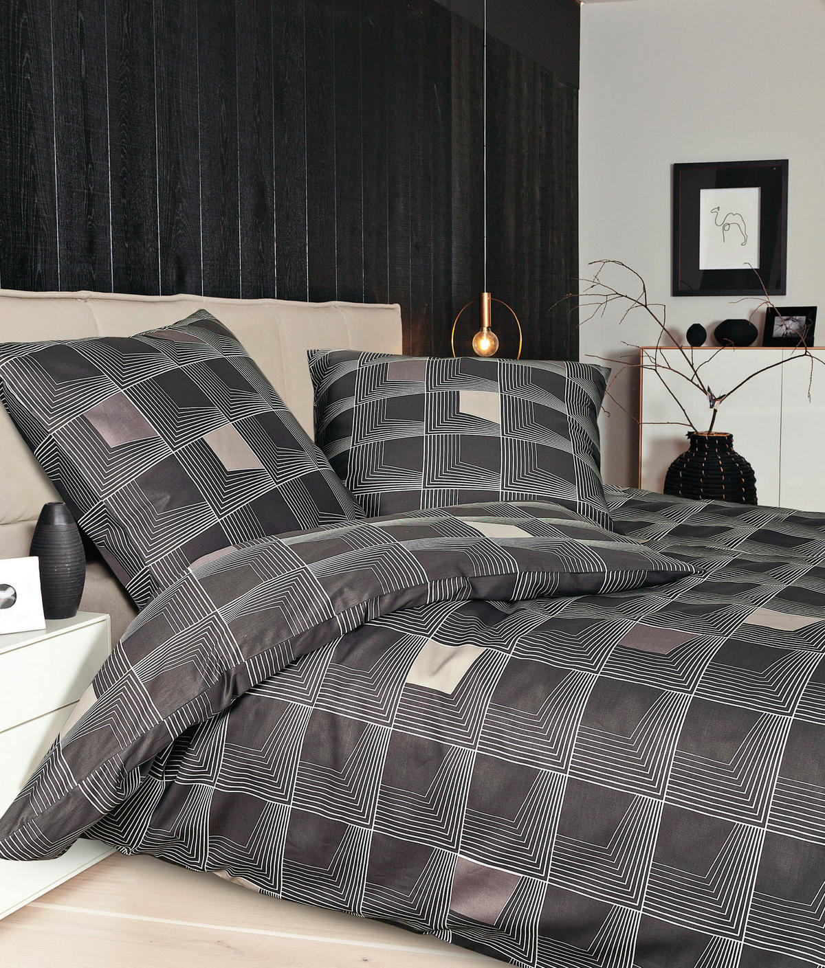 BETTWÄSCHE J.D. Makosatin 135/200 cm  - Taupe/Anthrazit, Basics, Textil (135/200cm) - Janine