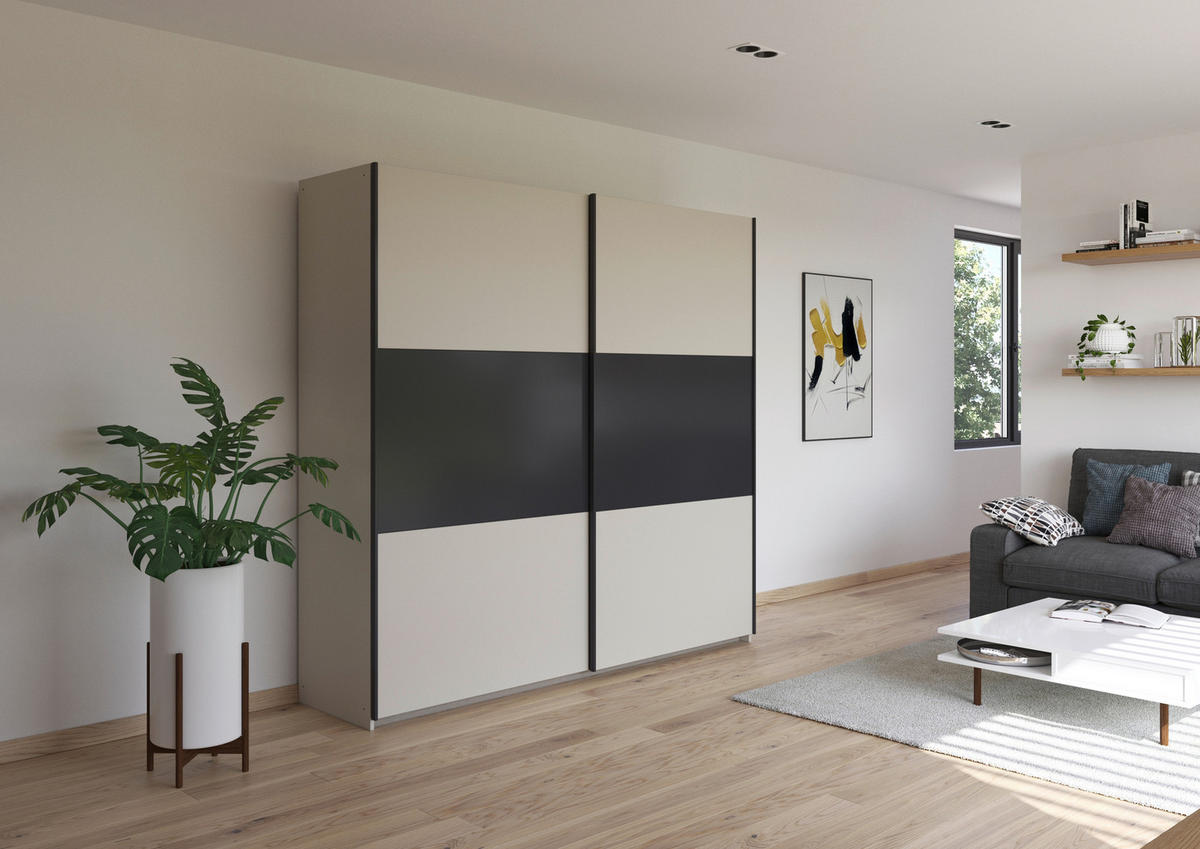 SCHWEBETÜRENSCHRANK 218/210/59 cm 2-türig Grau, Champagner  - Champagner/Grau, MODERN, Holzwerkstoff/Metall (218/210/59cm) - Rauch Möbel