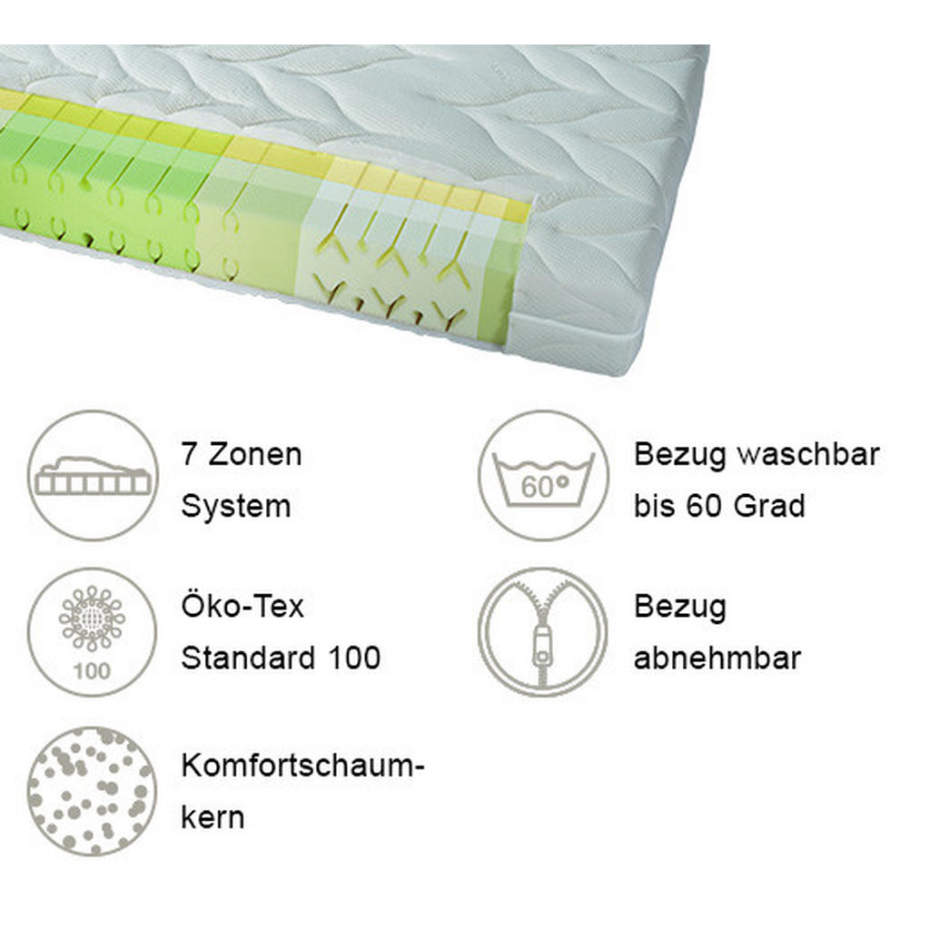 Thumbnail - RUF Betten Kaltschaummatratze, Weiß, Textil, H2, 90x200 cm, Oeko-Tex® Standard 100, Made in Germany, Goldenes M, Blauer ...