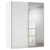 SCHWEBETÜRENSCHRANK 181/223/68 cm 2-türig Weiß, Weiß Hochglanz  - Weiß Hochglanz/Alufarben, Basics, Glas/Holzwerkstoff (181/223/68cm) - Novel