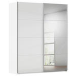 SCHWEBETÜRENSCHRANK 181/223/68 cm 2-türig Weiß, Weiß Hochglanz  - Weiß Hochglanz/Alufarben, Basics, Glas/Holzwerkstoff (181/223/68cm) - Novel