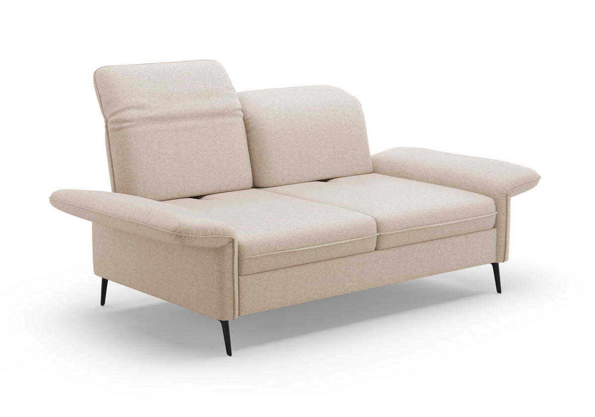 2,5-SITZER in Flachgewebe Creme  - Creme/Schwarz, Konventionell, Textil/Metall (189/92/123cm) - Sit & More
