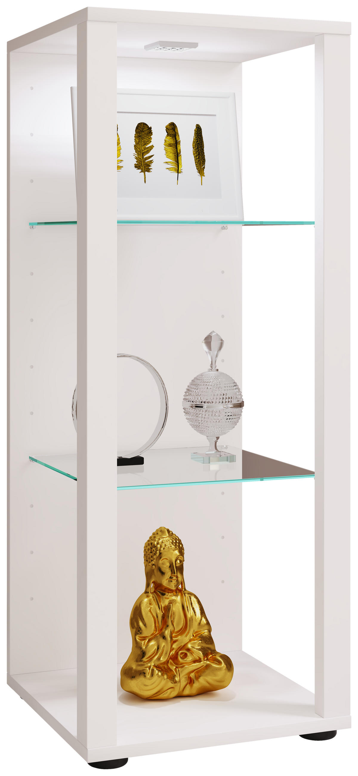 VITRINE in Weiss  - Weiss/Schwarz, Modern, Glas/Holzwerkstoff (35/90/35cm) - MID.YOU