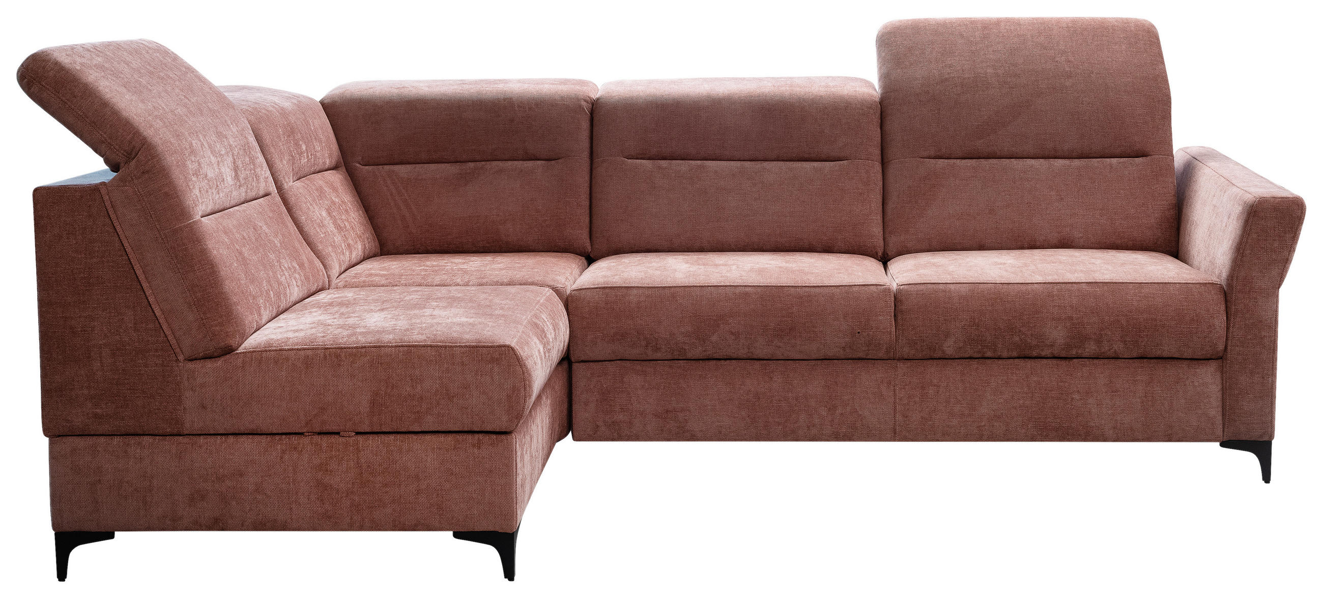 Ecksofa inkl. Funktionen Terracotta Webstoff  - Terracotta/Schwarz, KONVENTIONELL, Textil/Metall (177/272cm) - Stylife