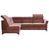 Ecksofa inkl. Funktionen Terracotta Webstoff  - Terracotta/Schwarz, KONVENTIONELL, Textil/Metall (177/272cm) - Stylife