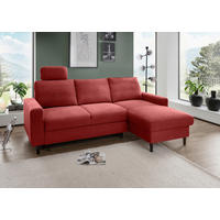 ECKSCHLAFSOFA Passione in Chenille Rot  - Rot/Schwarz, MODERN, Holz/Textil (234/147cm) - Livetastic