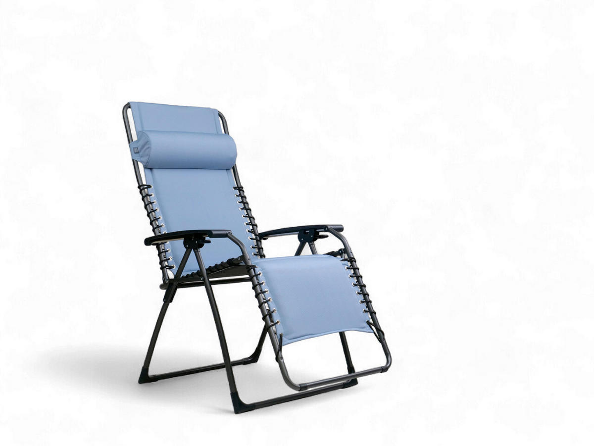 GARTEN-RELAXSESSEL 66/120/65 cm  - Blau/Anthrazit, Basics, Textil/Metall (66/120/65cm)