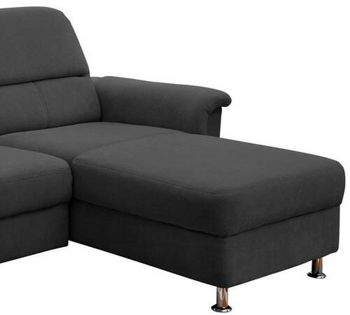 ECKSOFA in Mikrofaser Schwarz  - Chromfarben/Schwarz, Modern, Textil/Metall (231/165cm) - Livetastic
