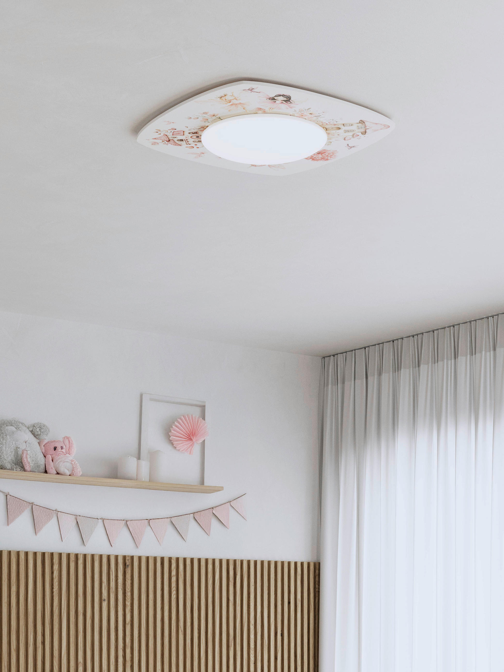 LED-KINDERDECKENLEUCHTE Feenwelt 58/58/12 cm   - Weiß, Basics, Holz (58/58/12cm)