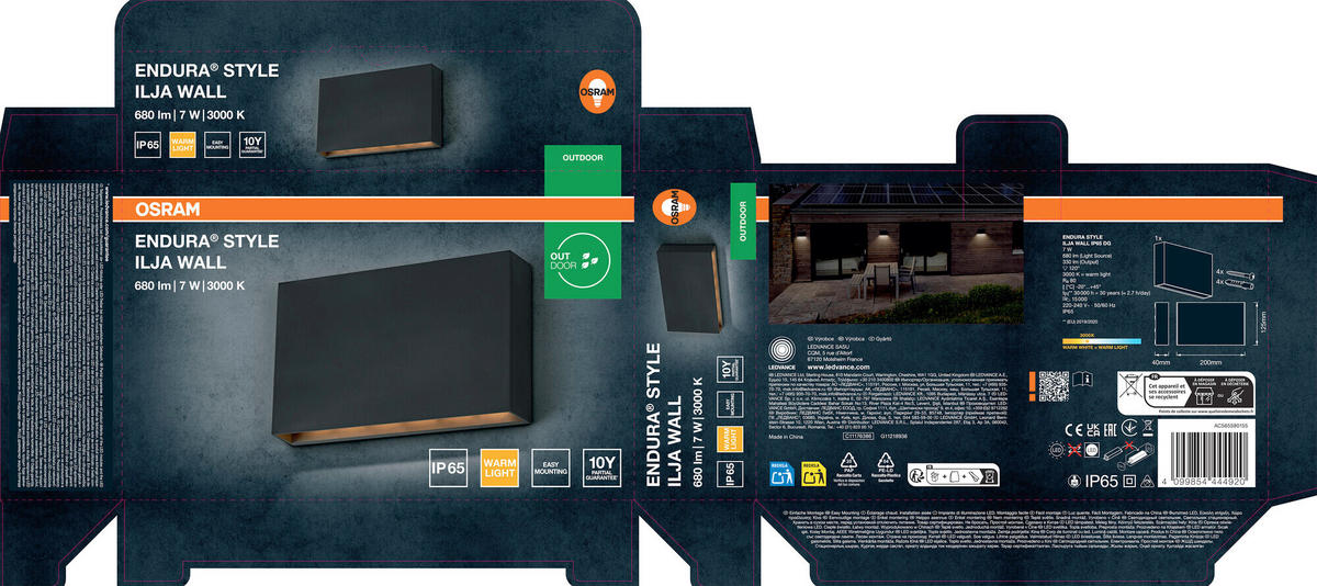 LED-AUßENLEUCHTE 20/4/12,5 cm   - Dunkelgrau, Basics, Kunststoff (20/4/12,5cm) - Osram