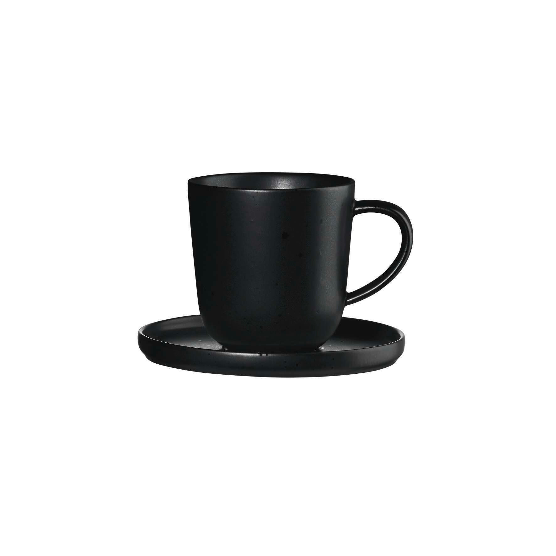 ESPRESSOTASSE MIT UNTERTASSE COPPA KURO 80 ml  - Schwarz, Design, Keramik - ASA