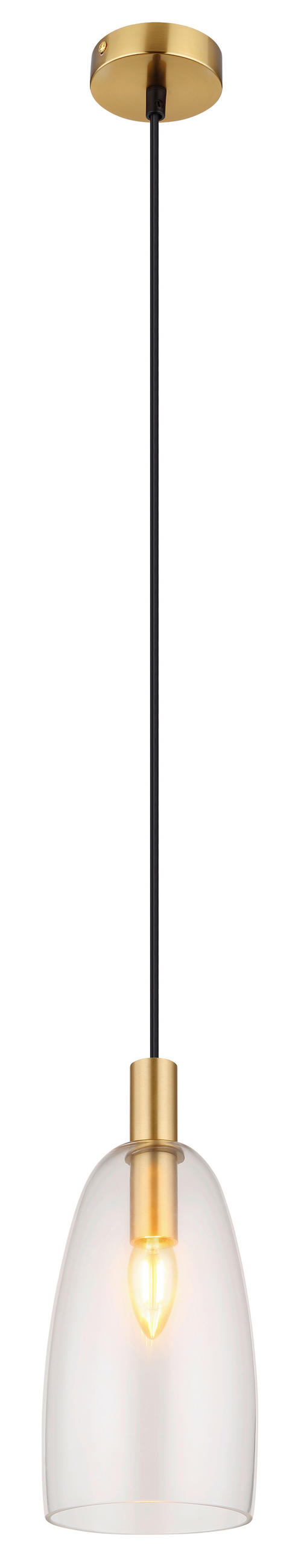 HÄNGELEUCHTE 14/120 cm    - Messingfarben, Konventionell, Glas/Metall (14/120cm) - Globo