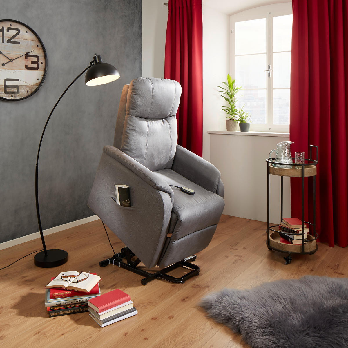 RELAXFÅTÖLJ i metall, plast, textil grå  - grå, Klassisk, metall/textil (73/110/94cm) - Hom`in