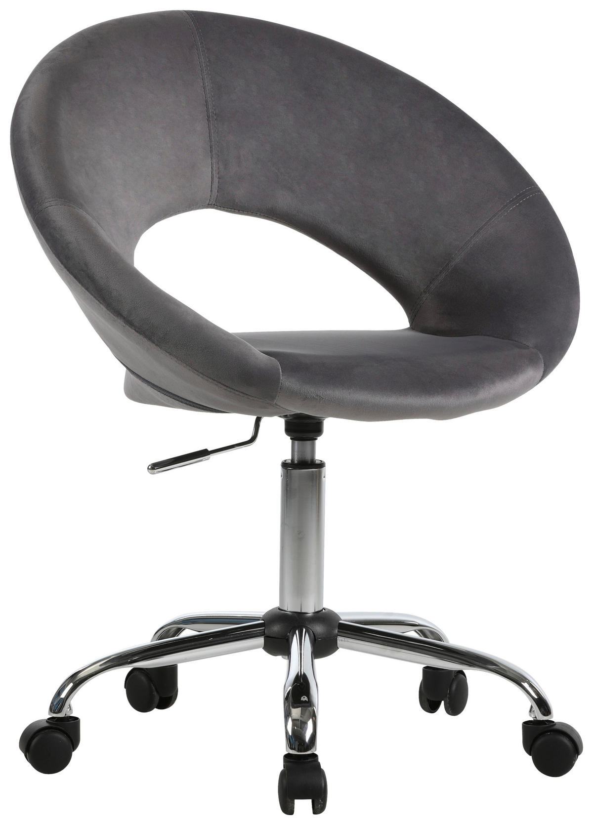 DREHSTUHL Samt Grau, Chromfarben  - Chromfarben/Grau, KONVENTIONELL, Kunststoff/Textil (66/82-94/54cm) - Carryhome