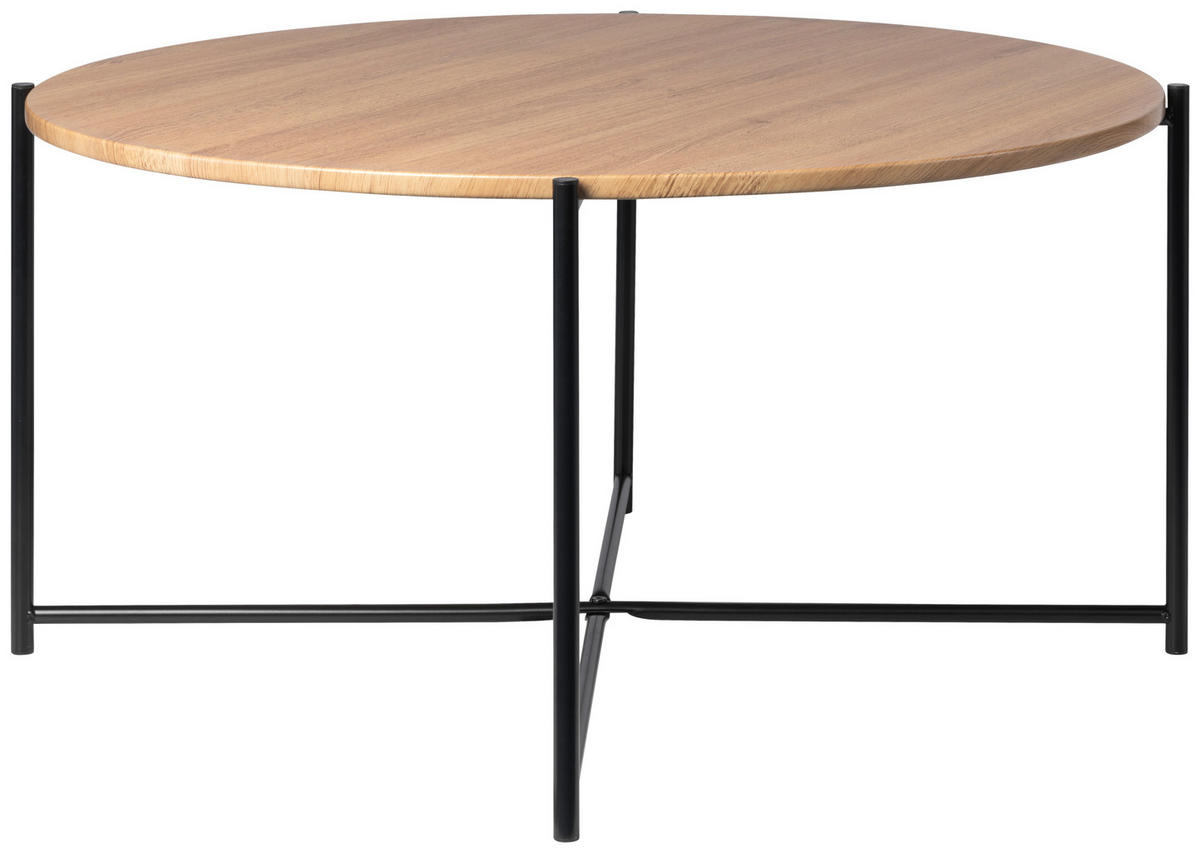 COUCHTISCH Walnuss furniert rund Schwarz, Eichefarben  - Eichefarben/Schwarz, Design, Holz/Holzwerkstoff (83/40cm) - MID.YOU
