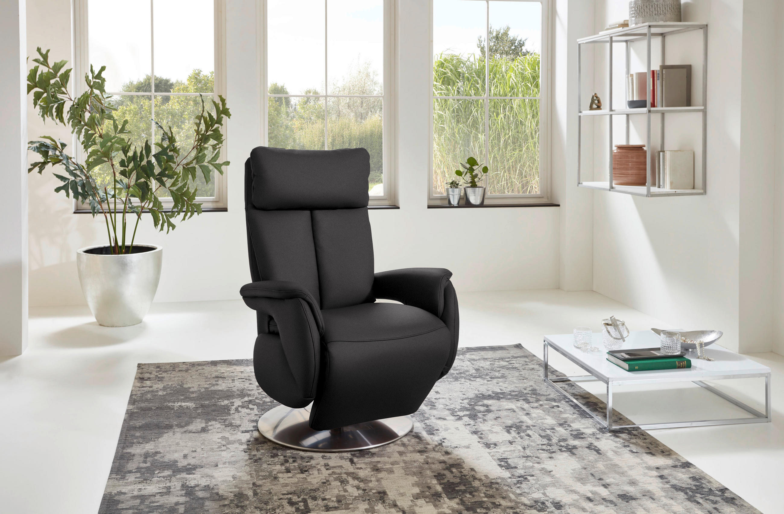 RELAXSESSEL in Leder Dunkelbraun  - Edelstahlfarben/Dunkelbraun, Konventionell, Leder/Metall (78/110/81cm) - Cantus