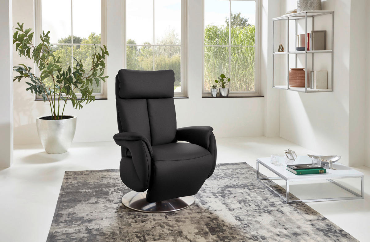 RELAXSESSEL in Leder Dunkelbraun  - Edelstahlfarben/Dunkelbraun, Konventionell, Leder/Metall (78/110/81cm) - Cantus