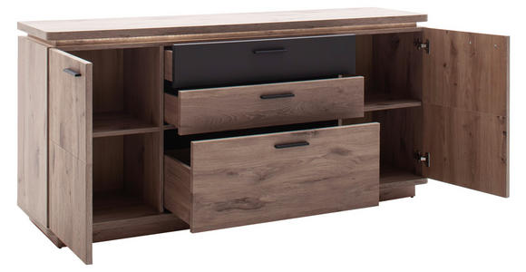 SIDEBOARD Anthrazit, Eiche dunkel 170/81/44 cm - Eiche dunkel/Anthrazit, KONVENTIONELL, Holzwerkstoff/Metall (170/81/44cm) - Cantus