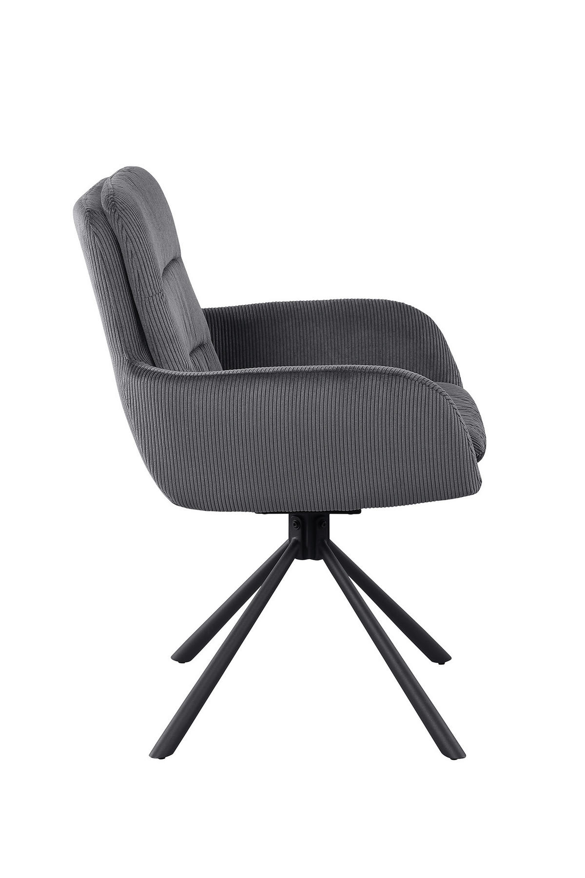 DREHSTUHL Cord Dunkelgrau  - Dunkelgrau/Schwarz, MODERN, Textil/Metall (60/89/64cm) - Livetastic