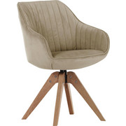 STUHL Velours Beige - Eichefarben/Beige, Design, Holz/Textil (60/83/65cm) - Hom`in