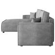 ECKSOFA Grau Cord Zierkissen, Rückenkissen, Bettkasten, Schlaffunktion, Rücken echt, Liegefläche im Originalstoff  - Schwarz/Grau, MODERN, Kunststoff/Textil (190/280cm) - Carryhome
