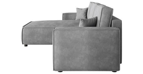 ECKSOFA Grau Cord Zierkissen, Rückenkissen, Bettkasten, Schlaffunktion, Rücken echt, Liegefläche im Originalstoff  - Schwarz/Grau, MODERN, Kunststoff/Textil (190/280cm) - Carryhome