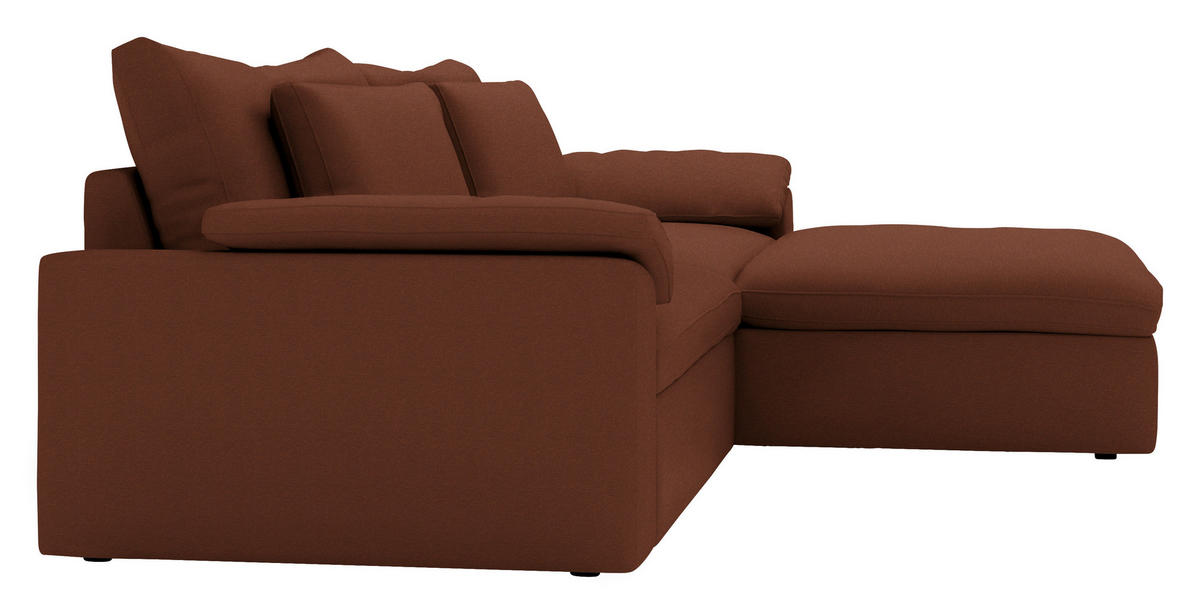 ECKSOFA  Chenille Rostfarben  - Rostfarben/Schwarz, Modern, Kunststoff/Textil (306/198cm) - Carryhome