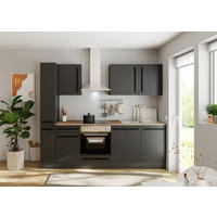 KÜCHENBLOCK 250 cm  in Schwarz  - Eichefarben/Schwarz, LIFESTYLE, Holzwerkstoff/Kunststoff (250cm) - P & B