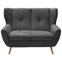 2-SITZER-SOFA in Cord Anthrazit, Dunkelgrau  - Eichefarben/Dunkelgrau, Design, Holz/Textil (140/102/90cm) - Stylife