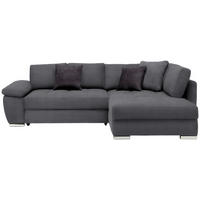 ECKSOFA in Webstoff Grau  276/212 cm  - Chromfarben/Dunkelgrau, Design, Kunststoff/Textil (276/212cm) - Carryhome