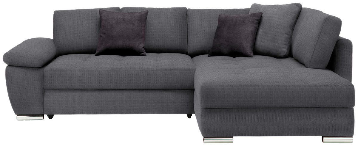 ECKSOFA in Webstoff Grau  276/212 cm  - Chromfarben/Dunkelgrau, Design, Kunststoff/Textil (276/212cm) - Carryhome