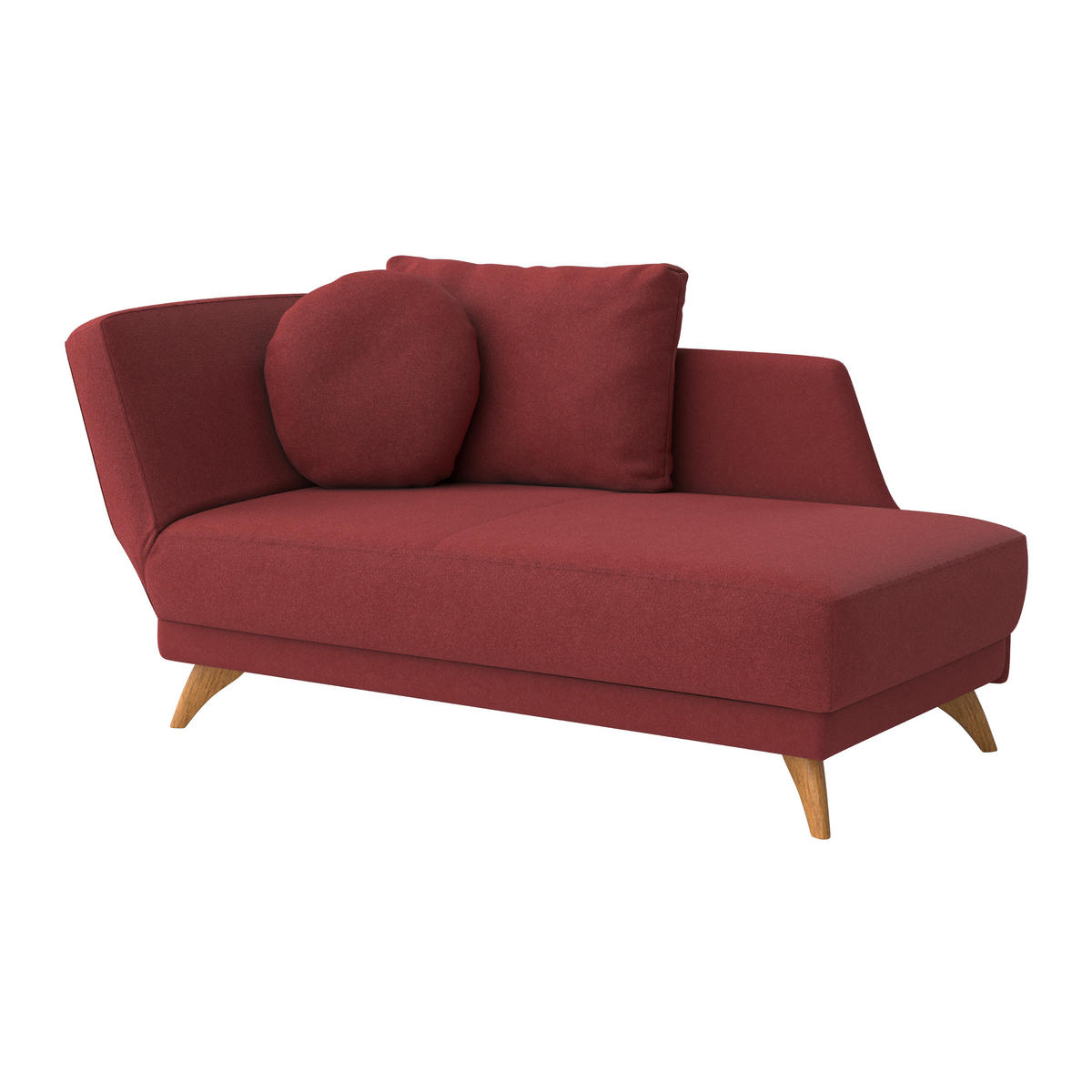 RÉCAMIERE in Flachgewebe Dunkelrot  - Eichefarben/Dunkelrot, Modern, Holz/Textil (205/74/94cm) - Bali